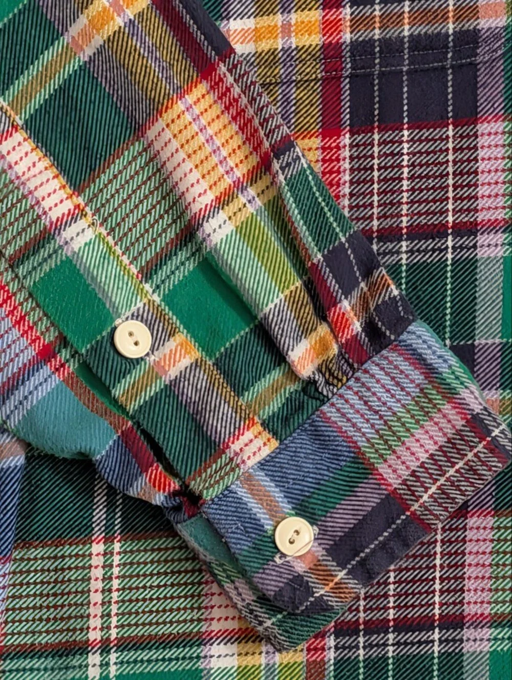 Polo Ralph Lauren Classic Fit Green Plaid Flannel Workshirt Size L Men's